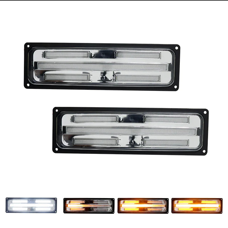 For GMC Suburban Yukon, For Chevrolet C/K 1500/2500 Tahoe Silverado Front Bumper Sequential Amber Turn Signal Light w/ White DRL
