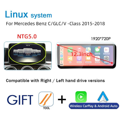 Linux Car Radio Carplay Touch Screen For Mercedes Benz C GLC V A GLA CLA Class W176 X156 C117 W205 C253 W446 Central Monitor