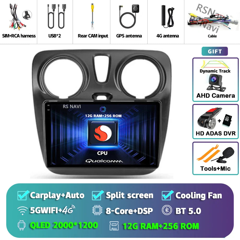 Android 14 Car Radio For Renault Lodgy Dacia Dokker 2012 2013 - 2021 Autoradio Auto Carplay WIFI+4G Multimedia DSP Stereo Player