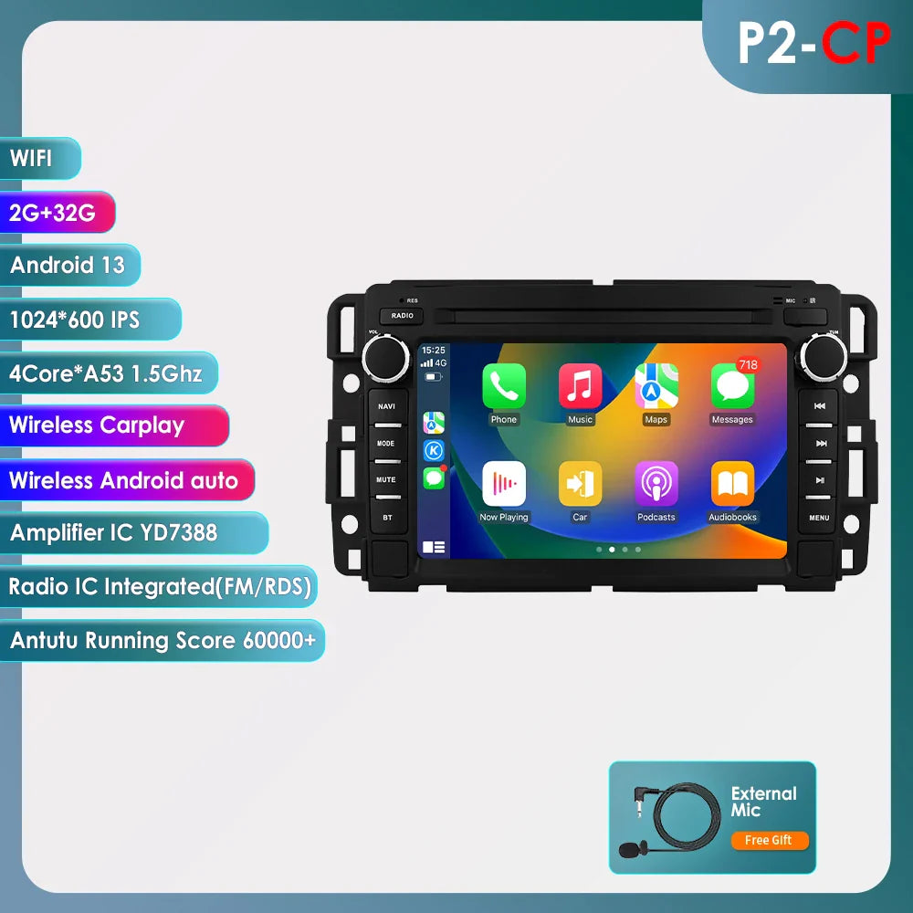 Hizpo 7" Android Car Radio For Chevrolet Silverado GMC Sierra Impala Traverse Avalanche Express Yukon Acadia Savana GPS Stereo