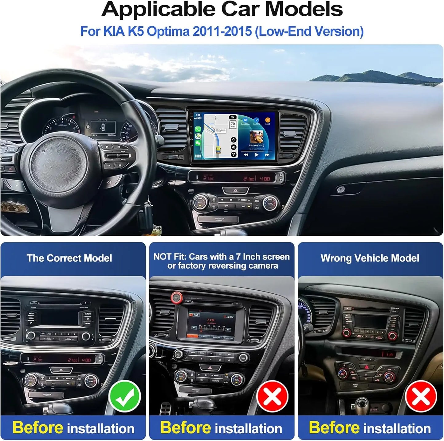 9Inch Car-play Car Stereo Radio GPS Navigation Wifi Compatible for Kia Optima K5 2011-2015 Android 13