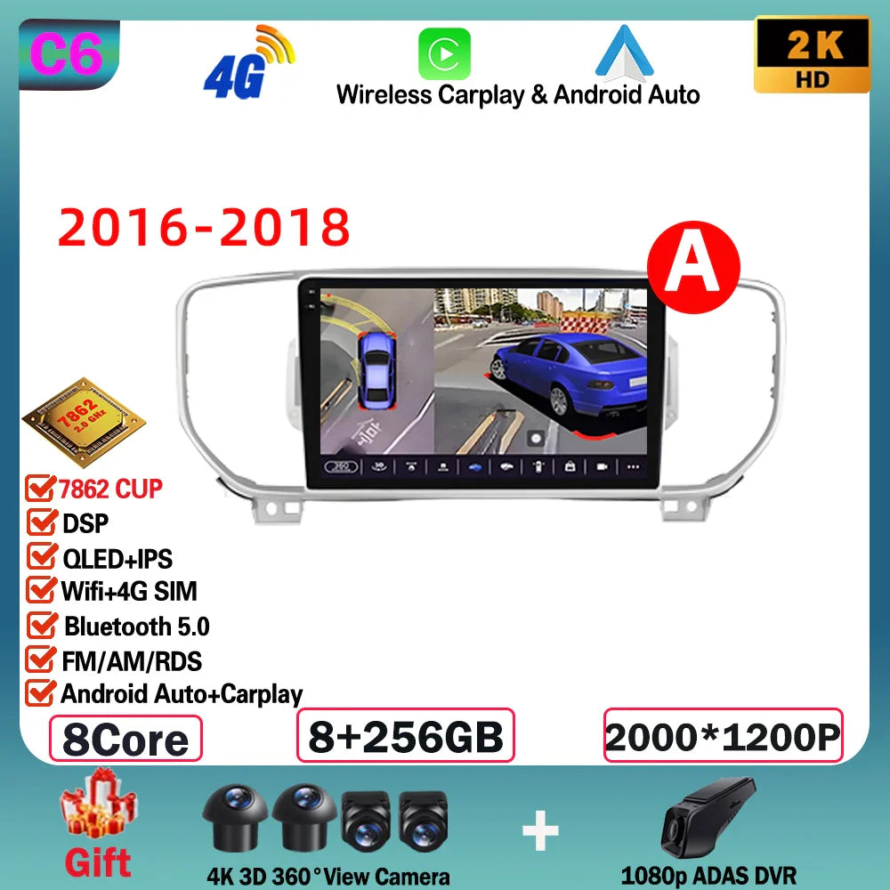 Android  For KIA Sportage 4 2016-2018 2019-2021 Multimedia Video Player Navigation GPS Stereo Wireless Carplay DSP WIFI NO 2DIN