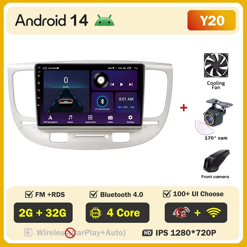 Android 2 din For Kia RIO 2 2005 - 2011 Car Radio Multimedia GPS Navigation Player Auto NO 2din DVD Screen Carplay Stereo WIFI