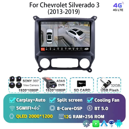 Android 14 Carplay Auto Car Radio Multimedia For Chevrolet Silverado 3 GMTK2 2014 2015 2016 2017 2018 Autoradio Stereo Head Unit