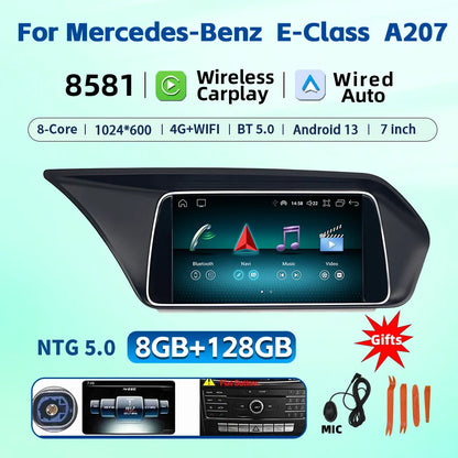 7 Inch Carplay Android 13 Auto Car Intelligent Systems For Mercedes Benz E Class W212 A207 X204 DSP Stereo Touch Screen