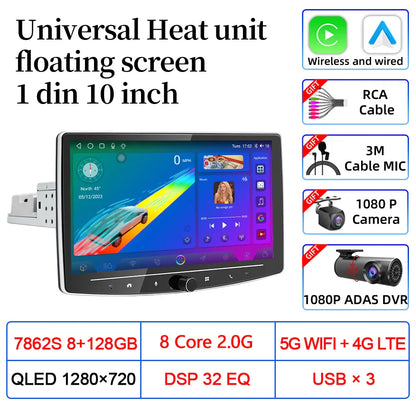 VATAV Android 13 1Din Floating screen Universal Multimedia AI voice Carplay Auto Stereo Radio Palyer Head Unit For Toyota Nissan