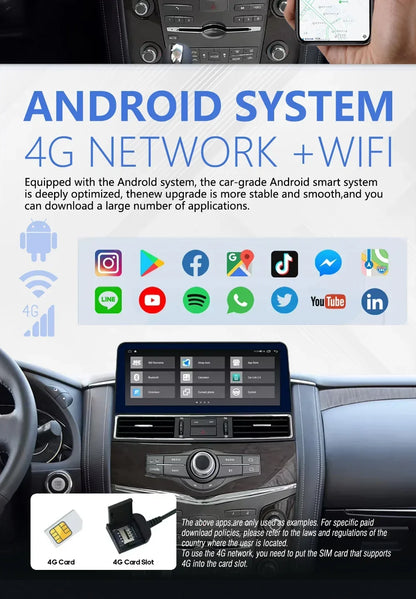 12.1inch Android 13 Screen Radio For Nissan Patrol Y61 Y62 Infiniti QX80 QX56 GPS Carplay Navigation Car Multimedia Video Player