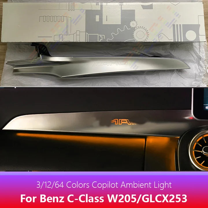 For Mercedes-Benz C/GLC class C300 C350e C400 C450 C43 C63 W205 X253 2014-2020 MB Co-pilot Neon Ambient Light LED 3/64 Colors