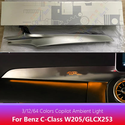 For Mercedes-Benz C/GLC class C300 C350e C400 C450 C43 C63 W205 X253 2014-2020 MB Co-pilot Neon Ambient Light LED 3/64 Colors