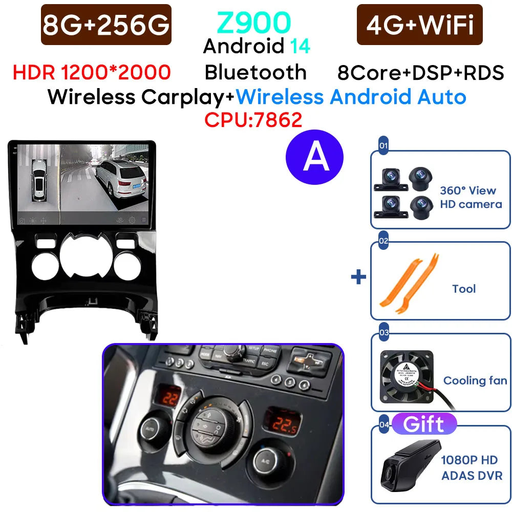 Car Radio Android 14 For Peugeot 3008 5008 2009-2016 LHD Navigation GPS Android Stereo Multimedia Player Screen No 2din 4G Wifi