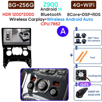 Car Radio Android 14 For Peugeot 3008 5008 2009-2016 LHD Navigation GPS Android Stereo Multimedia Player Screen No 2din 4G Wifi