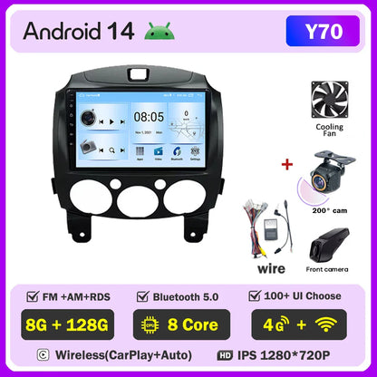 Android 14 Car For MAZDA 2 Mazda2 2007 2008 2009 2010 2011 2012 2013 2014 GPS Navi No 2 din Autoradio Car Android Radio Screen
