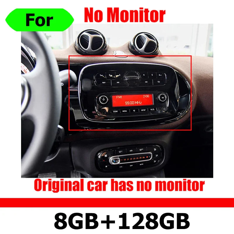8“ Android 14 CarPlay GPS Navigation Player Head Unit For Mercedes Benz Smart 453 Fortwo Forfour 15-19 Radio Stereo Multimedia