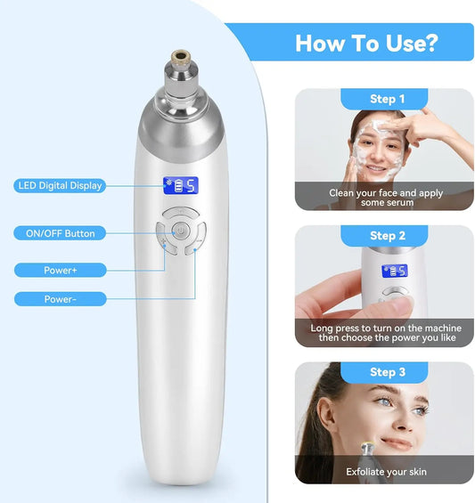 Microdermabrasion Machine 9pcs Diamond Dermabrasion Head, Suction Facial Device with  5 Levels for Skin Care Salon Home Use
