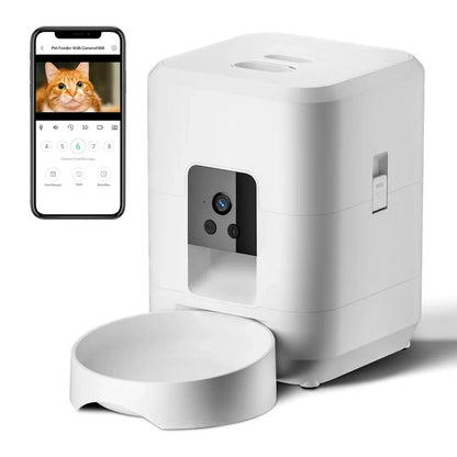 2L with video automatic cat feeder, intelligent timed and quantitative feeding, cat, dog and pet feeding bowl controlled by APP