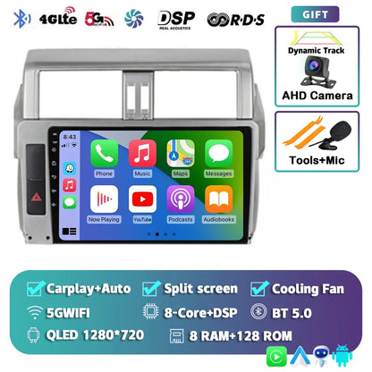 Android 14 For Toyota Land Cruiser Prado 150 2013 - 2017 2K QLED Android Car Radio Multimedia Video Player GPS Stereo CarPlay 4G
