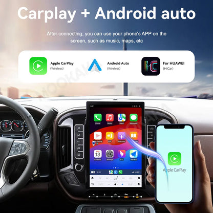 14.4" inch Android 14.0 8+256GB Tesla Screen Car Radio DSP Player For Chevrolet Silverado GMC SIERRA 2014-2018 GPS Radio Stereo