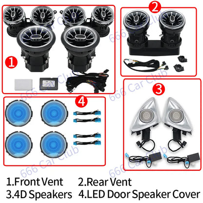 64 Colours LED Air Vents 3D/4D Speaker For Mercedes Benz W213 E-Class E-Coupe E43 E53 E250 Interior Ambient Ligh Decorative Lamp