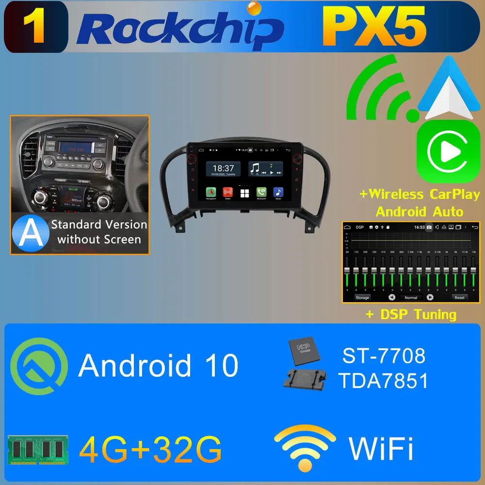 2Din Android 11 8G+128G Car Radio Stereo For Nissan Juke YF15 2010-2019 GPS Navigation Bluetooth 5.0 Tethering Carplay Autoradio