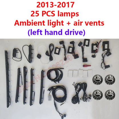 LHD RHD For Audi A3 RS3 S3 2013-2024 MMI APP Nozzle Air Vent Decorative LED Strip Lamp Door Dashboard Footwell Ambient Light