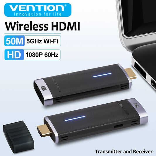Vention Wireless HDMI Transmitter TV Receiver Projector 5GHz WiFi 1080P@60Hz Display Dongle 50CM Distance for IOS Android Laptop