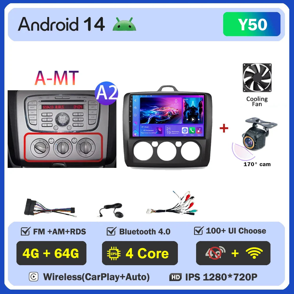 2din Android 14 Carplay Radio For ford focus 2 3 Mk2 Mk3 2004-2011 Automotive Car Multimedia GPS Autoradio 8 Core Wifi DSP BT