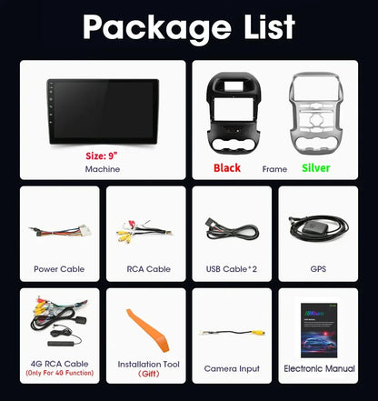Android 14 For Ford Ranger 3 2011-2015 Car Radio Multimedia Navigation 4G GPS Bluetooth Wireless Carplay Head Unit Screen Stereo