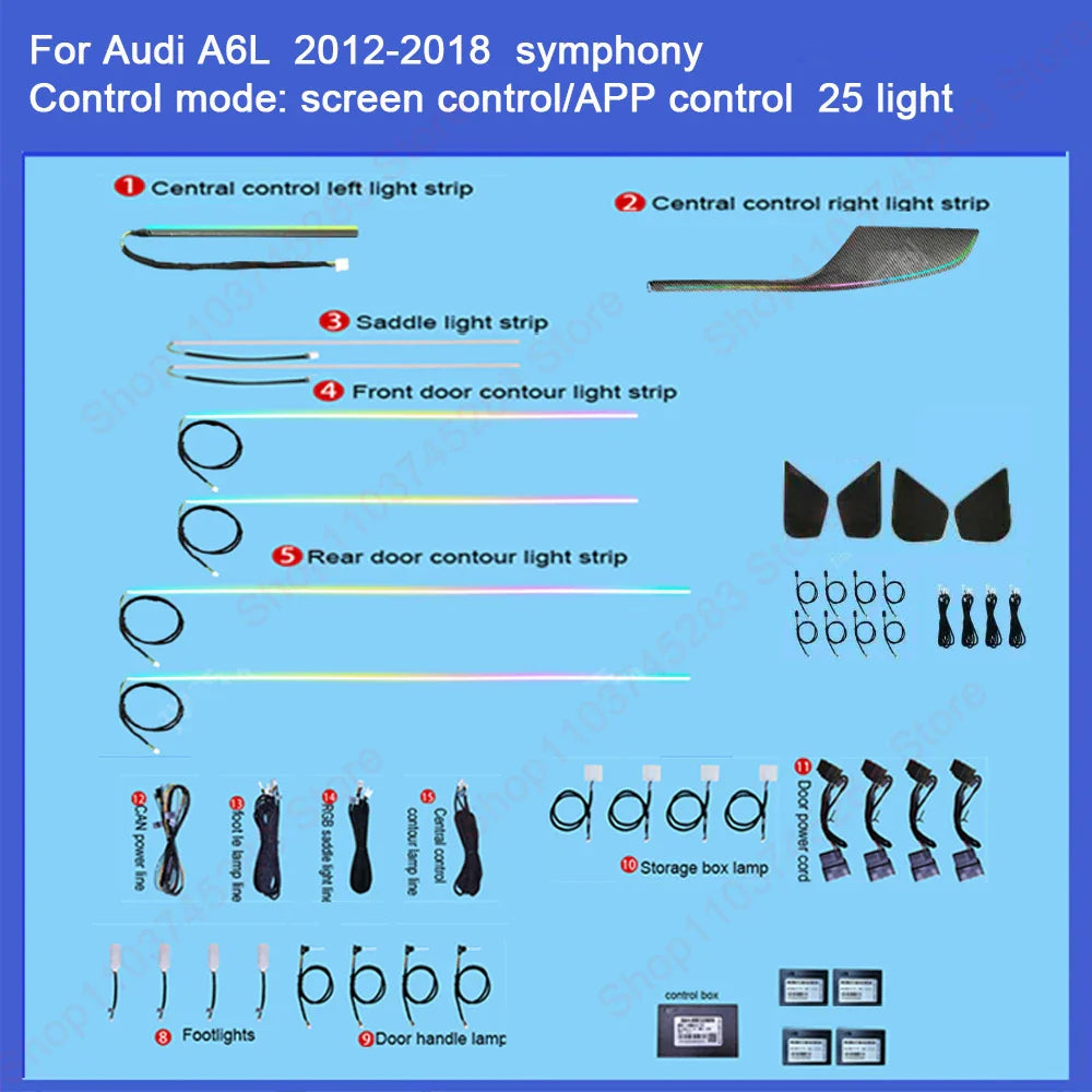 Ambient Light For A6 C7 S7 S6 A7 RS6 RS7 2012-2018 environmental Backlight Atmosphere Lamp Kit Symphony 256 Colors