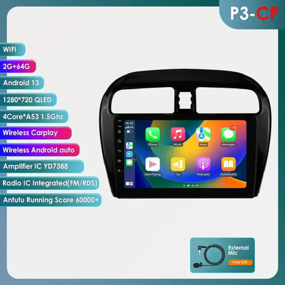 Hizpo Carplay 4G 360 Camera Android Car Radio for Mitsubishi Mirage 2012-2023 Space Star Dodge Attitude Video GPS 2din Autoradio