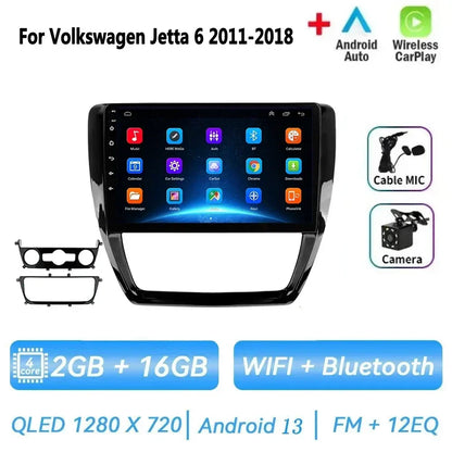 Car Radio for VW Volkswagen Jetta 6 2011-2018 Multimedia 2 Din Android 14 Video Player Navigation GPS DSP Carplay BT Head Unit