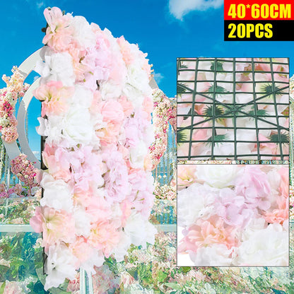 Romantic Flower Wall for Background Decoration, Silk Material, 60x40cm Panels, Easy to Link with Cable Ties, Perfect for