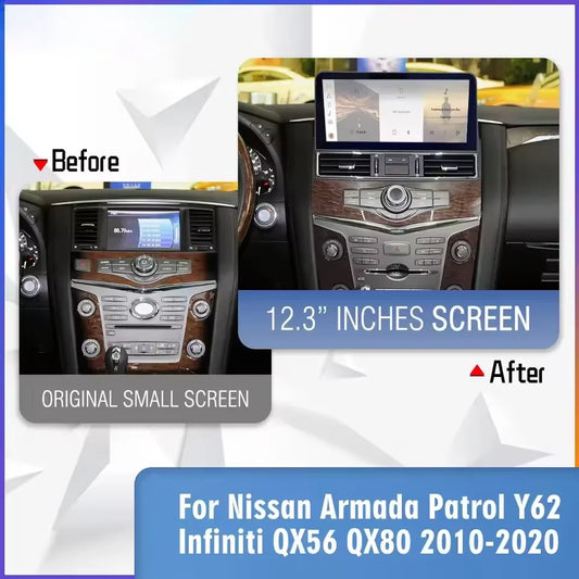 12.1inch Android 13 Screen Radio For Nissan Patrol Y61 Y62 Infiniti QX80 QX56 GPS Carplay Navigation Car Multimedia Video Player