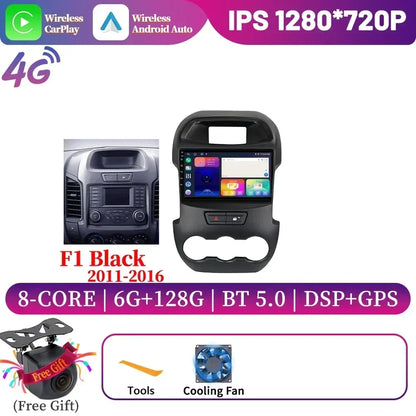 Android 14 For Ford Ranger 3 2011-2015 Car Radio Multimedia Navigation 4G GPS Bluetooth Wireless Carplay Head Unit Screen Stereo