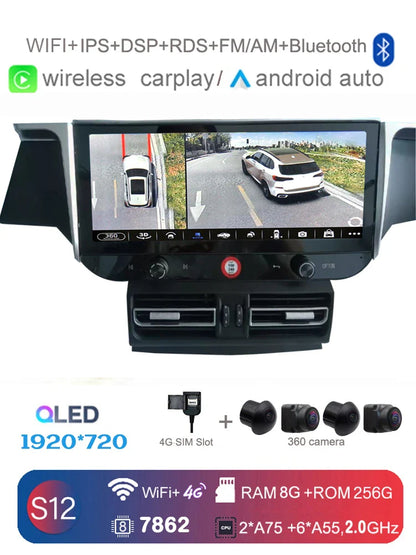 FYT 12G+256G Carplay Auto Android 14.0 4G LTE 360 Camera IPS Car DVD Player GPS WIFI Bluetooth Radio For Porsche Macan 2010-2016