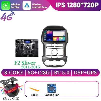 Android 14 For Ford Ranger 3 2011-2015 Car Radio Multimedia Navigation 4G GPS Bluetooth Wireless Carplay Head Unit Screen Stereo