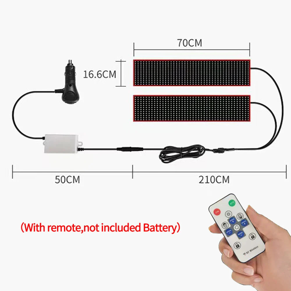 2 in 1 Truck Car Devil Eye LED Pixel Panel Light Remote Control Soft Foldable Lighting Scrolling For Board Windshield 12V 24V