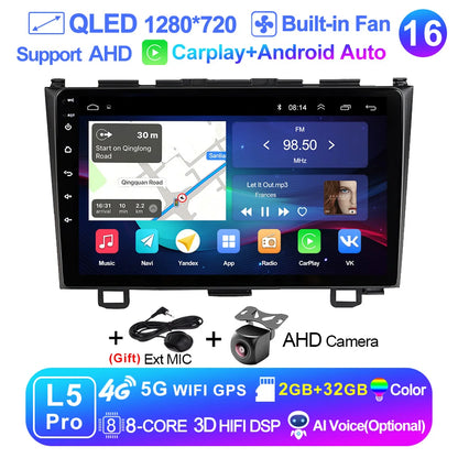 LEHX Pro 5G WIFI 8 Core Android 14 2 Din Autoradio Car Radio Multimedia Player For Honda CRV CR-V 2006-2011 Carplay gps dvd QLED