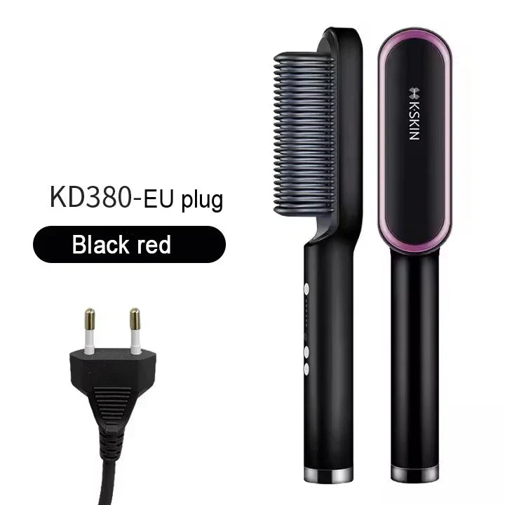2in1 Hair Styler Straightening  Hot Comb Fast Heated Ceramic Negative Ion Curler Straightener Brush Anti-Scalding Styling Tools