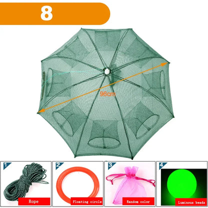 24/20/16/12/10/8/6/4 Holes Portable Fishing Net Shrimp Cage Nylon Foldable Fish Trap Folding Outdoor Automatic Collapsible