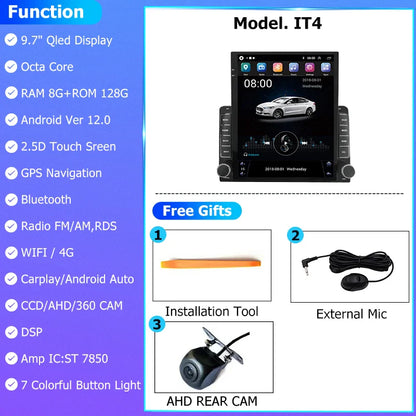 9.7" Vertical Style Tesla Screen Android 12 Car Radio For Hyundai Azera 2006-2010 GPS Navigation Multimedia Video Player
