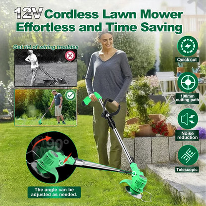 Cordless Lawn Mower Handheld Electric Grass Trimmer Adjustable Garden Tools For Tegatok Battery power tools