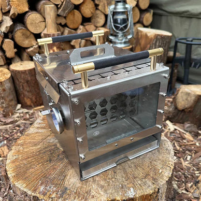 SmiiloDon-Outdoor BBQ Stove Smokeless Stainless Steel Mini Oven Portable Charcoal Camping BBQ Stove Cool Camping Equipment