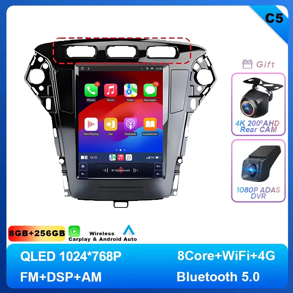 9.7 inch Android 14 Car Radio For Ford Mondeo MK4 2011 - 2013 Navigation Autoradio Multimedia Player DVD GPS Stereo WIFI 4G DVD