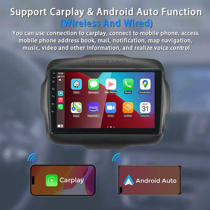 [MTIJIEY] 6+128G Car Radio for Jeep Renegade 2015-2020 Android Auto Carplay GPS Stereo Multimedia Player Wifi BT FM/ RDS DSP SWC
