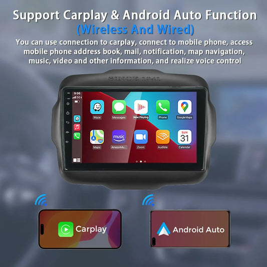 [MTIJIEY] 6+128G Car Radio for Jeep Renegade 2015-2020 Android Auto Carplay GPS Stereo Multimedia Player Wifi BT FM/ RDS DSP SWC