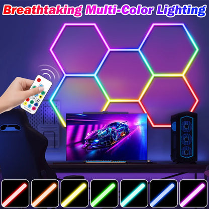 5HEX RGB KIT Latest Hexagon Lighting Kits with Vibrant RGB Color Changing LEDs Connect Plug-in Hundreds Lighting Effects
