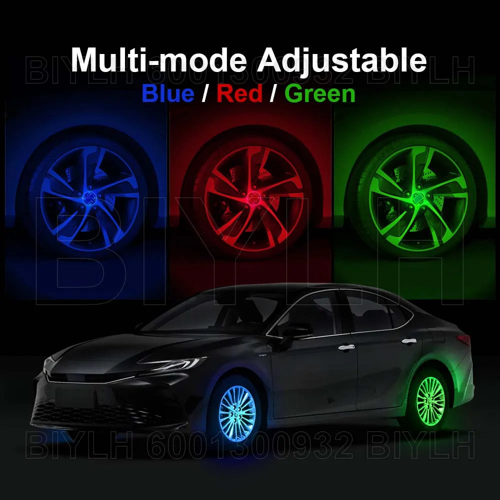 4/2Pcs LED Car Wheel Light Solar Red Blue Green Flashing Car Ambient Lamp Car Chassis Light Universal Auto Exterior Accessories