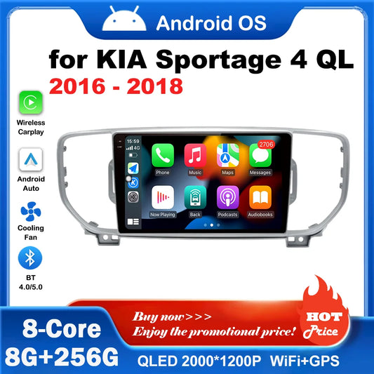 9 inch for KIA Sportage 4 QL 2016 2017 2018 Android Auto Navigation GPS Split Screen Wireless Carplay DSP Stereo Bluetooth WiFi