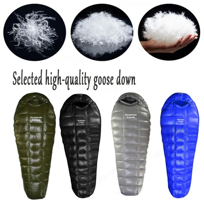 Mummy Checkered Sleeping Bag Very Warm White Goose Down Filling Suitable for Adults Winter Warm Camping Travel Hiking