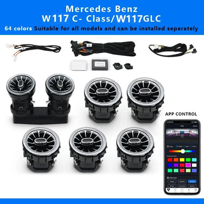 7/5pcs 64 Colors Interior Ambient Light For Mercedes-Benz C Class W205 2015-2023 W213 W156 W117 W176 Air Vent Lights Accessories